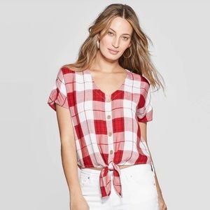 🤩 Red Plaid top